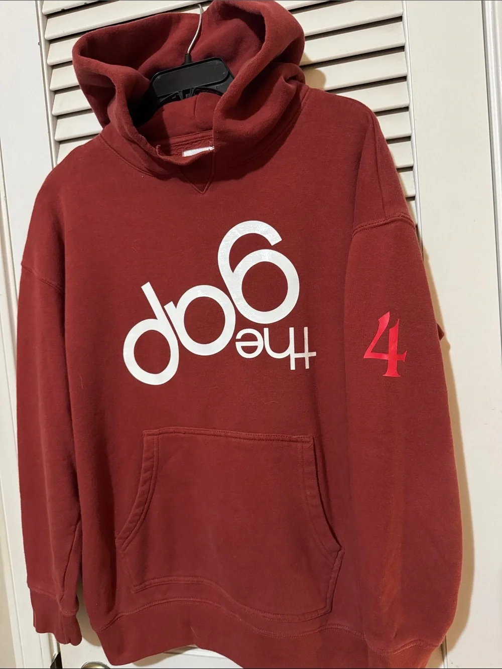 GAP Red Stranger Things Logo Hoodie with White Graphic